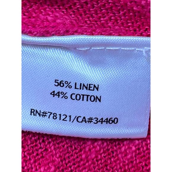 Eileen Fisher Womens Size Large Pink Linen Blend Long Sleeve Open Front Cardigan - Picture 4 of 6